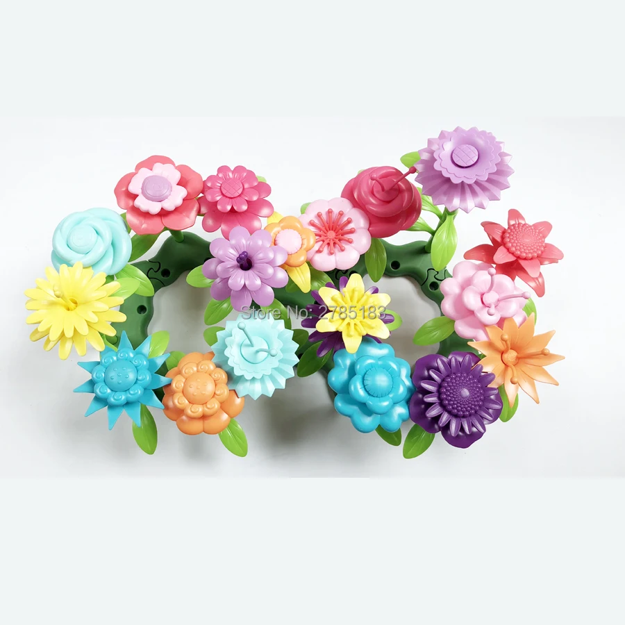 DIY Flower Build The Bouquet Dream garden Девочки Цветы соединяющиеся блоки, игрушки развивающие творческие ролевые игры игрушки 100 шт