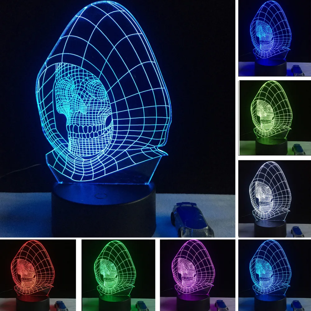 New 2018 figuire LED Night light lampara lava 3D Wizard Skull Vision