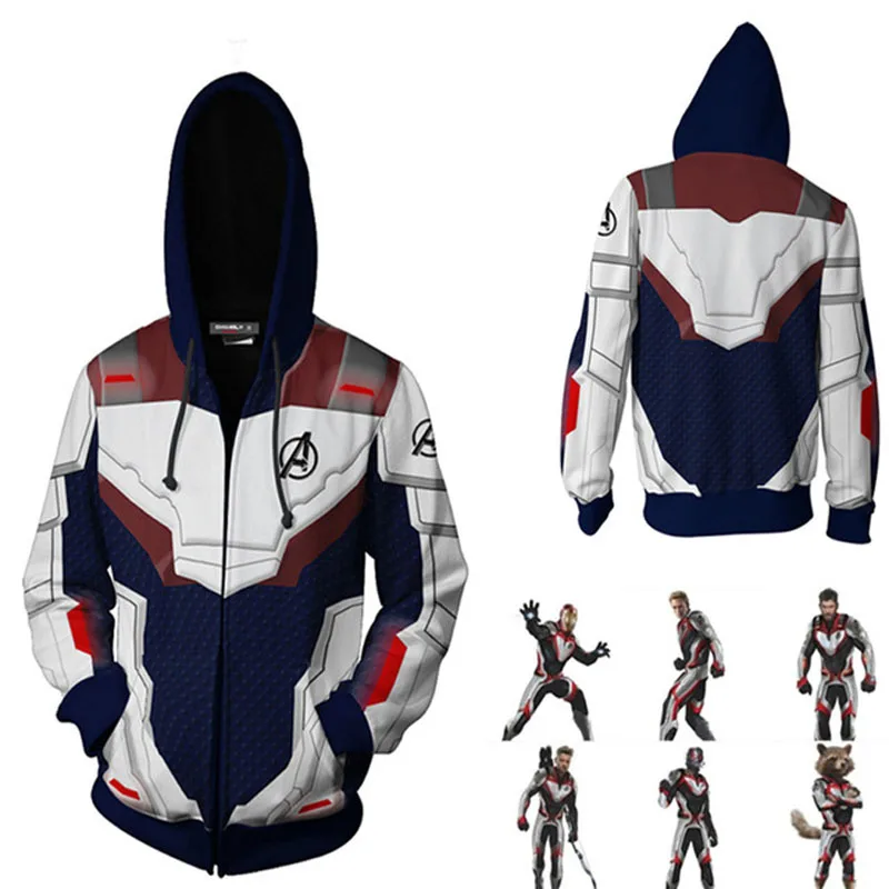 

2019 Movie Avengers Endgame Quantum Realm Sweatshirt Jacket Costumes Advanced Tech Hoodie superhero Captain America Hoodies Pant