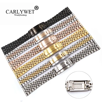 

CARLYWET 20 22mm Wholesale Glide Lock Replacement Wrist Watch Band Strap Bracelet For Omega IWC Tudor Seiko Breitling