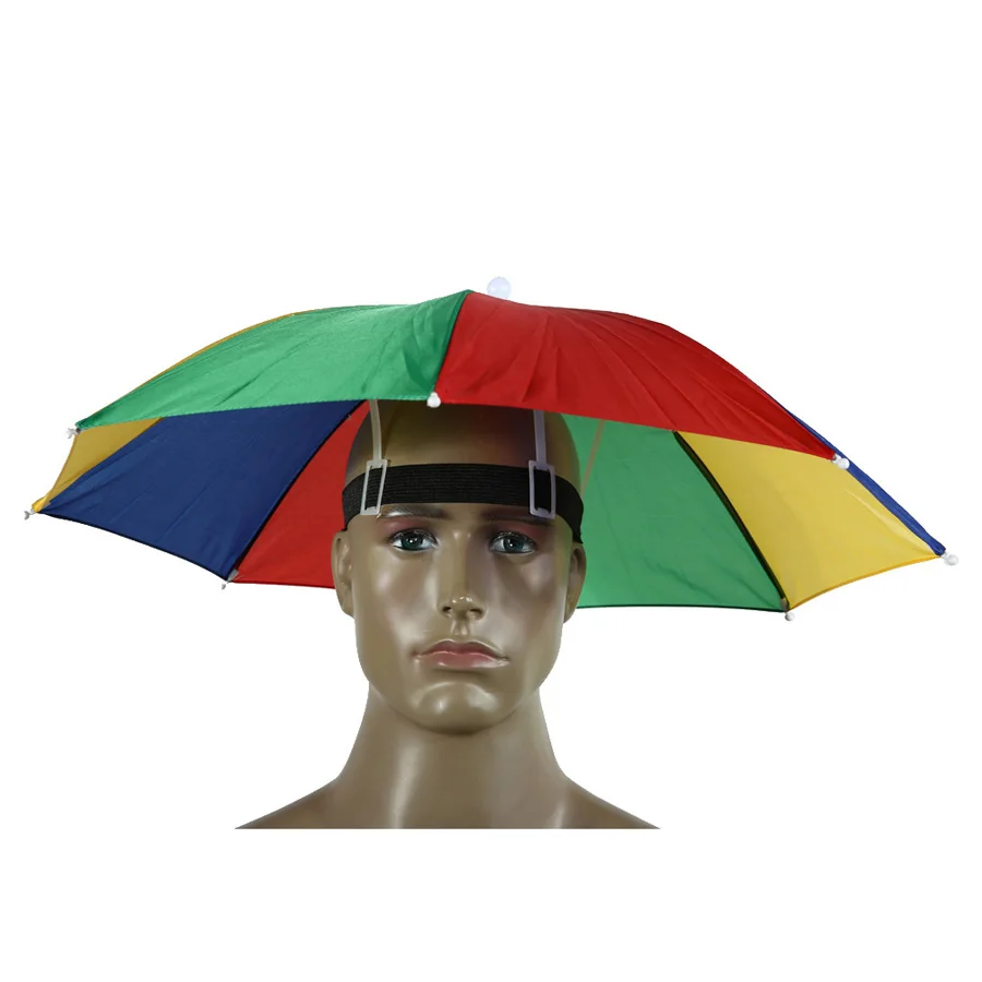 1 Piegabile Sole Ombrello da Pioggia Cappello Outdoor Testa per Escursioni Pesca