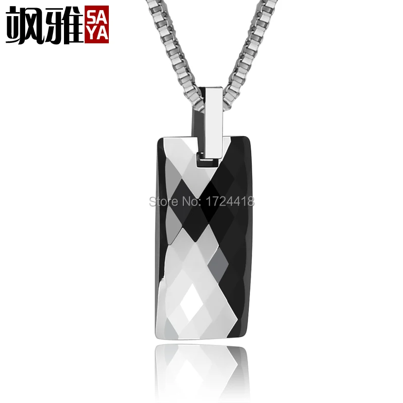 

Free Shipping Health Necklace Pendant Tungsten Jewelry Prism Design With Black Magnetic Stone On the Back