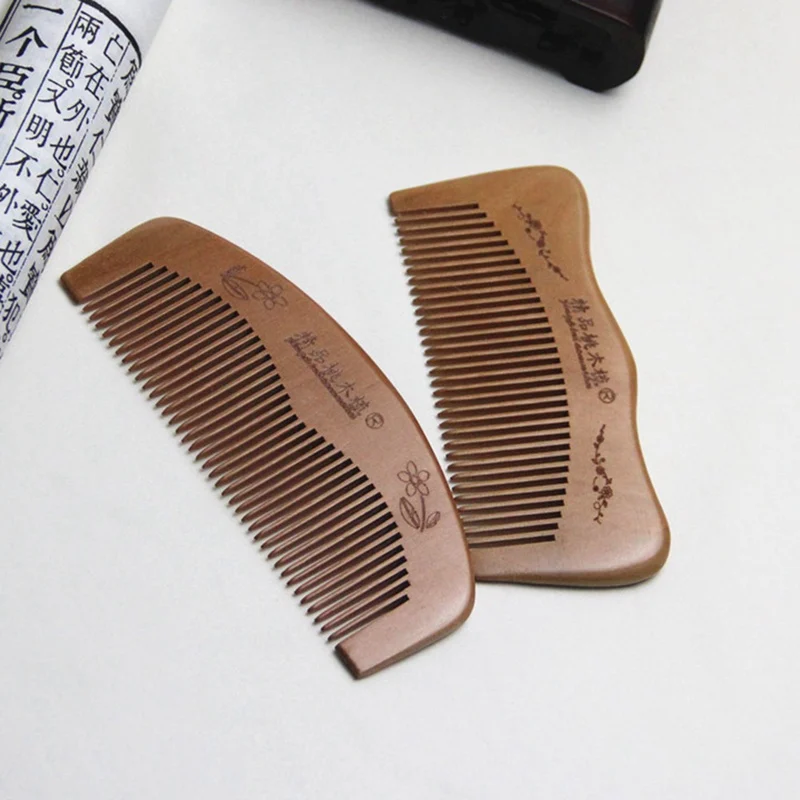 

1 Pc Natural Peach Wood Comb Close Teeth Anti-static Head Massage Hair Care Wooden Tools Beauty Accessories