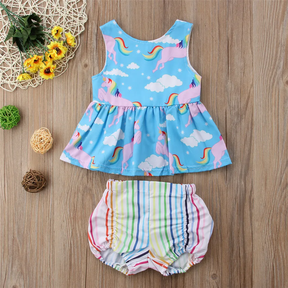 Rainbow Unicorn Tops Dress Striped Shorts Pants -Unicorn Fashion HTB1S5Xuq7KWBuNjy1zjq6AOypXaf