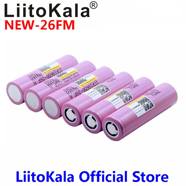 

6pcs/lot Liitokala New 100% Original 18650 2600mah battery ICR1865026FM Li ion 3.7 V rechargeable battery(NO PCB)