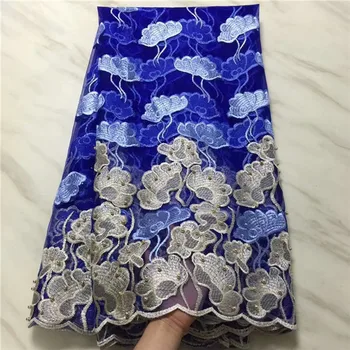 

Christmas African Laces 2019 Bule Lace Fabric Nigerian French Lace Fabrics High Quality French Tulle Lace Fabric Wedding 1612