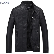 FGKKS Для мужчин модные Кожаные куртки пальто осень мужской Повседневное Искусственная ПУ куртка пальто Для мужчин's высокое качество Кожаные куртки