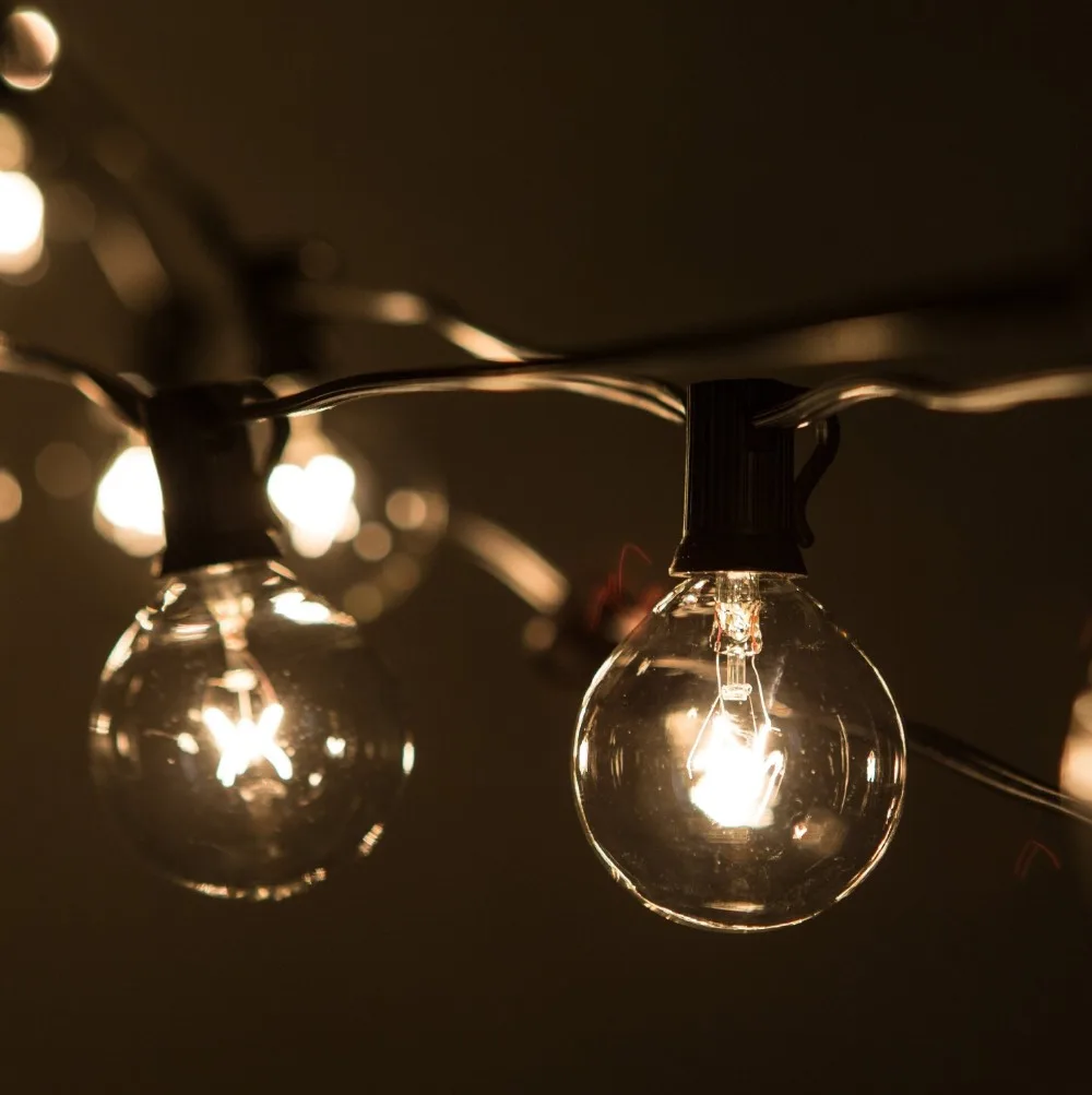 100ft globe string lights g50 100 clear globe bulbs 220 110v black