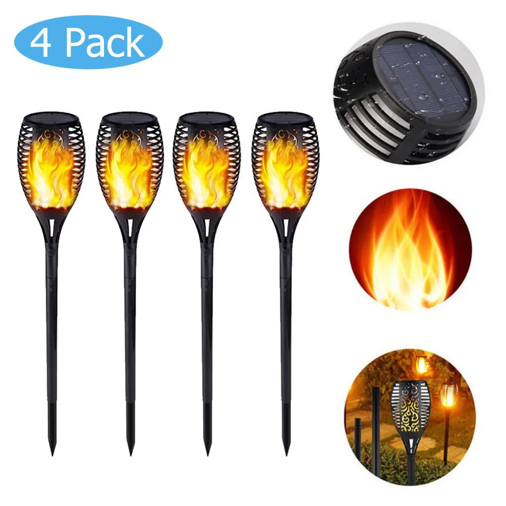 Luz de jardín impermeable al aire libre con diseño de llama y luz Solar con Control de luz suave 33LED para patio y balcón