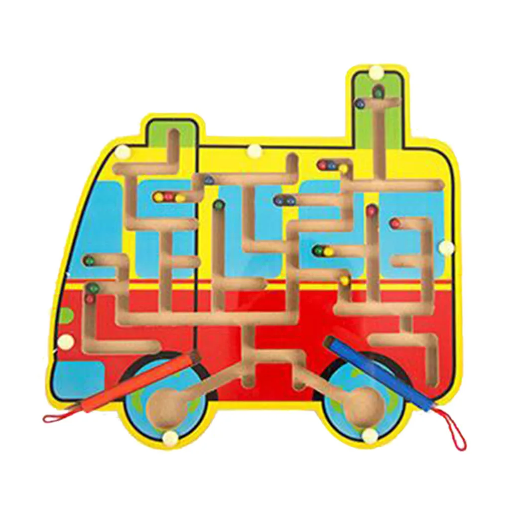 Children Magnetic Maze Toys Wooden Game Toy Wooden Intellectual Jigsaw Board Toy