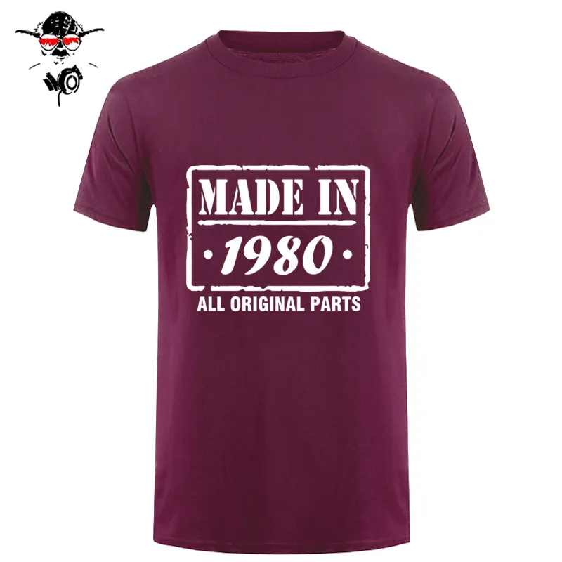 32-я футболка на день рождения, сделано в 1980, Мужская забавная футболка, мужская одежда - Цвет: maroon gray