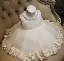 Adolescent Filles Vêtements Princesse De Mariage Blanc Sans Manches Appliques Perle Collier Robe De Bal Formelle Robes de mariée D’été 2016
