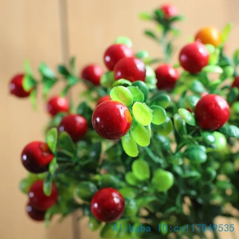 1 шт. красивый искусственный пластиковый куст красная ягода зеленое растение свадебное украшение дома подарок F219