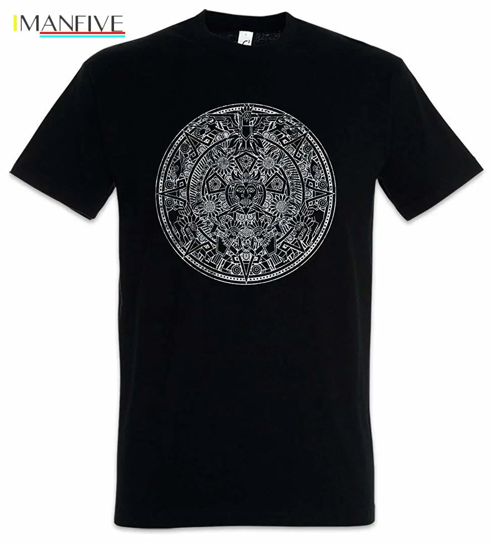 

New Fashion Men'S Short Sleeve Aztec Mandala T-Shirt American Mayans Maya Sign Calendar Mexico Funny Casual Tee Shirts Tops