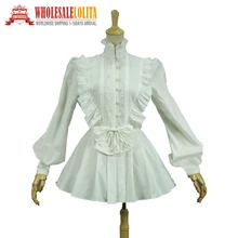 Victorian Edwardian Gothic White Cotton Blouse Top Shirt Cape Steampunk Penny Dreadful Clothing Theatrical Costume