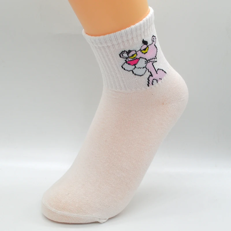 1 Pair Cute Cartoon Animals Women Socks White/Pink/Grey Cotton Harajuku Kawaii Fashion Girls Short Funny Socks