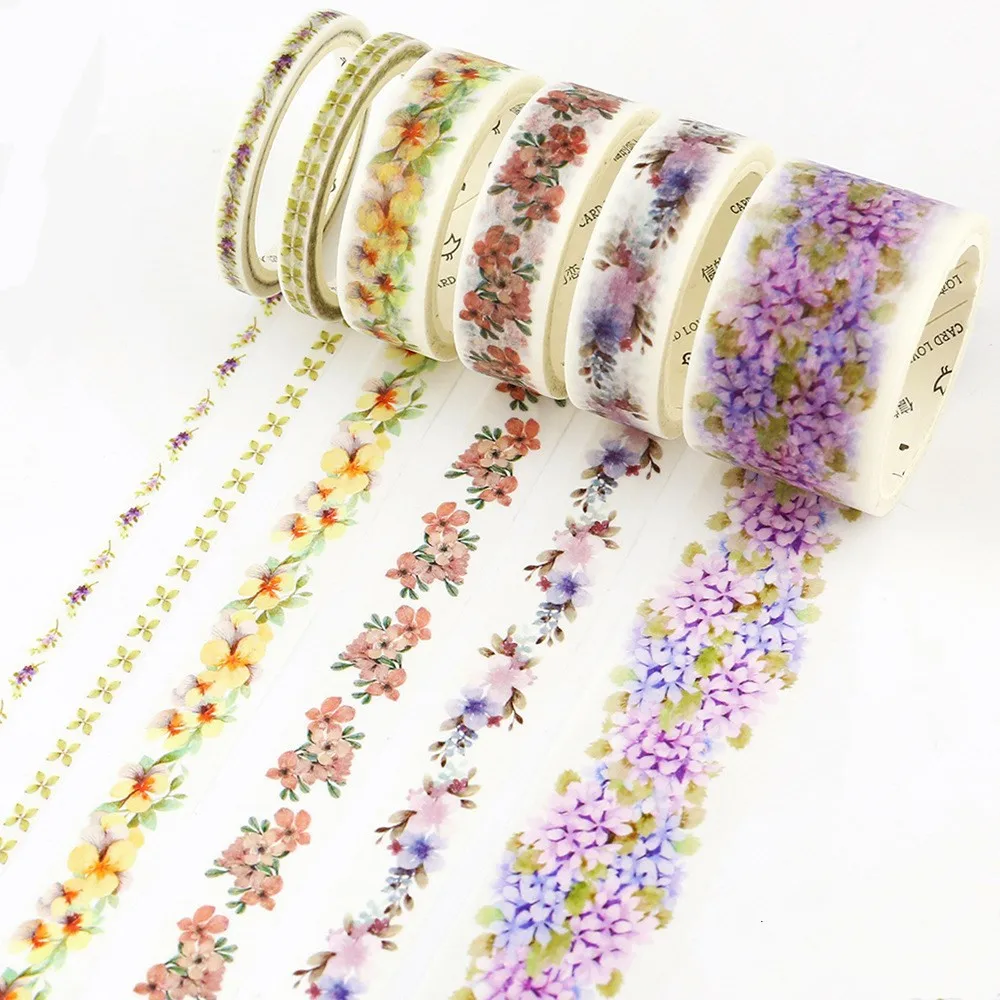 

Japanese Washi Tape Cute Kawaii Plants Flowers Decorative Adhesive Masking Tape Decora Diy Scrapbooking Sticker Label Stationery