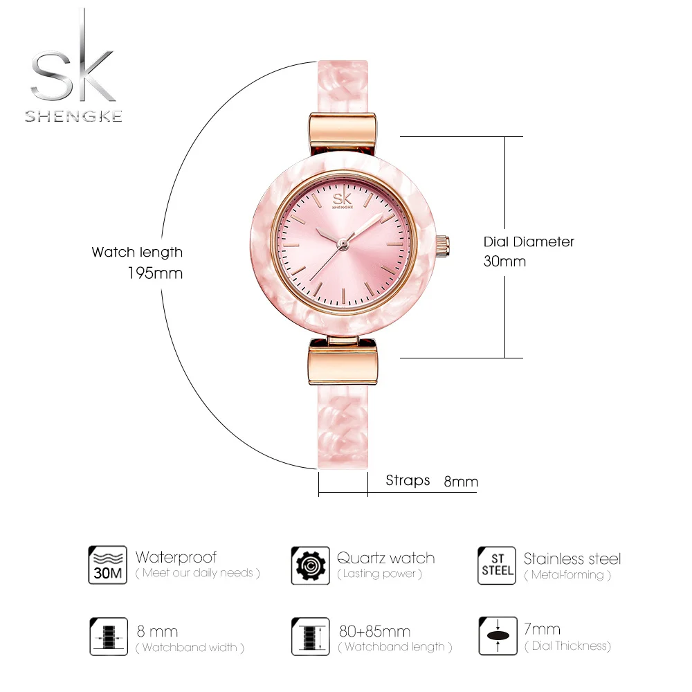 Shengke Bracelet Women Watches for Lady Fashion Dress Bangles Charming Chain Style Watch Women Quartz Women Dress Watch 2018