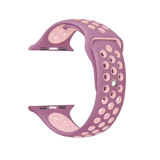 Мягкий силиконовый сменный Браслет для Apple Watch 44 мм 40 мм с дышащим отверстием iwatch серии 5 4 3 2 1 ремешок 42 мм 38 мм - Цвет ремешка: PurplePink