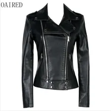 Мотоциклетная кожаная куртка для женщин размера плюс, новинка, женская кожаная одежда, короткое приталенное кожаное пальто, женская верхняя одежда, черная, OAIRED