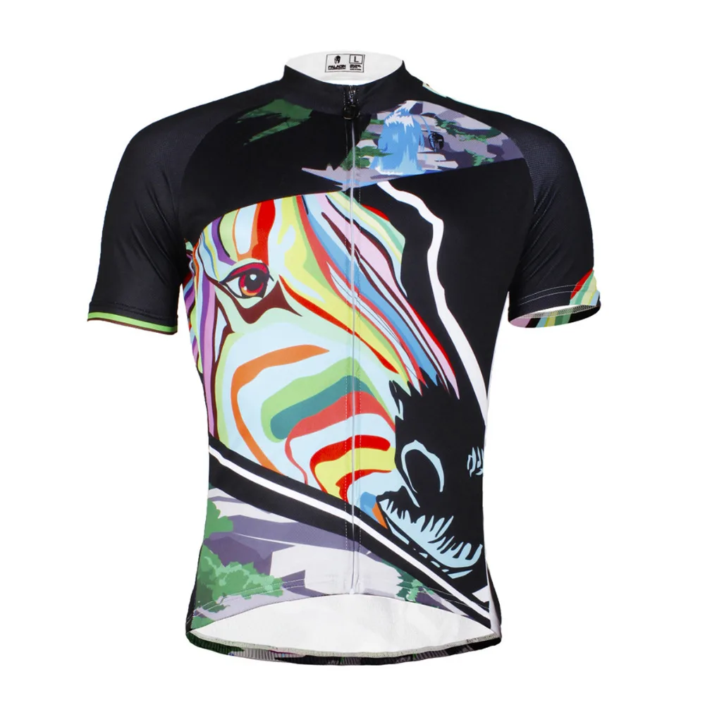 

Colored Zebra Pattern Men's Polyester Breathable Short Sleeve Cycling Clothing And Bike Clothes Size S To 6XL
