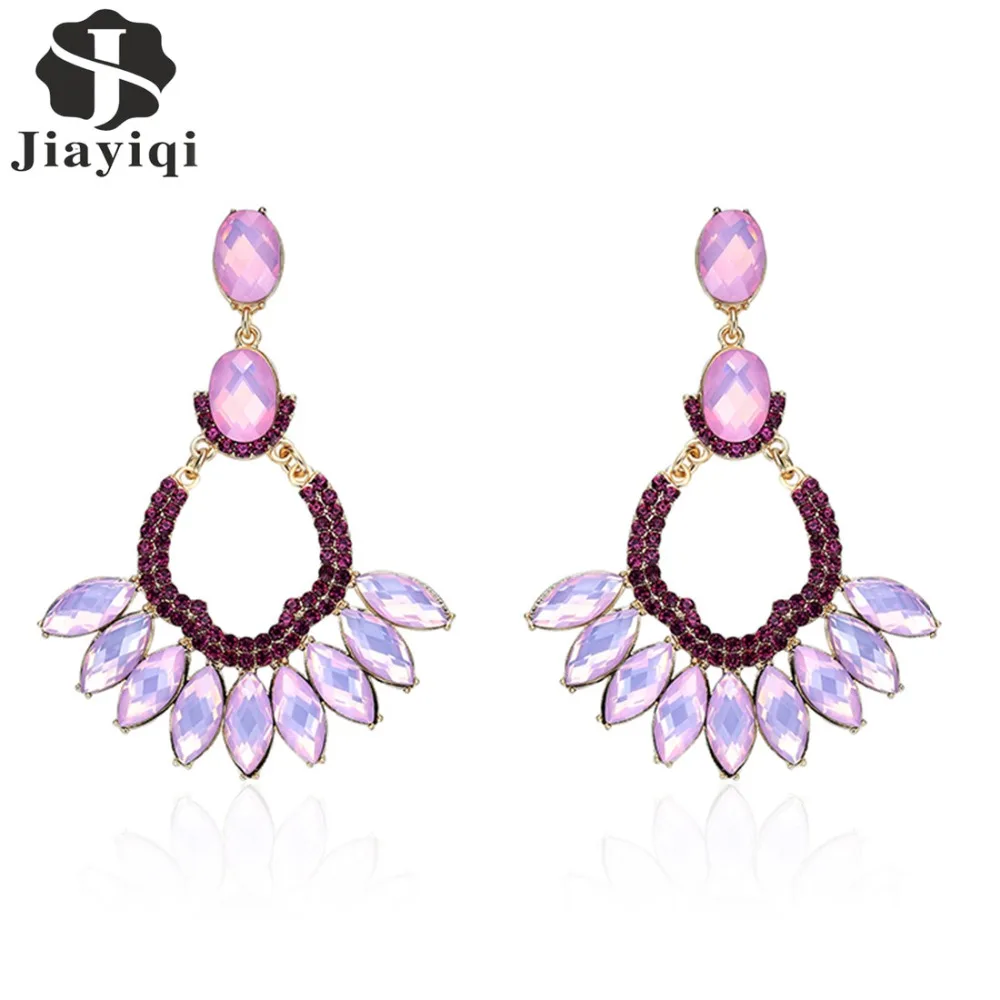 Fashion Korean Style Jewelry Gold Color Pink Crystal Cubic Zirconia Fan