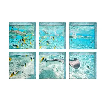 

6 Pcs Bath Treads Sticker Saftey Non-slip Underwater World Shower Sticker Shower Treads Bathroom Mat