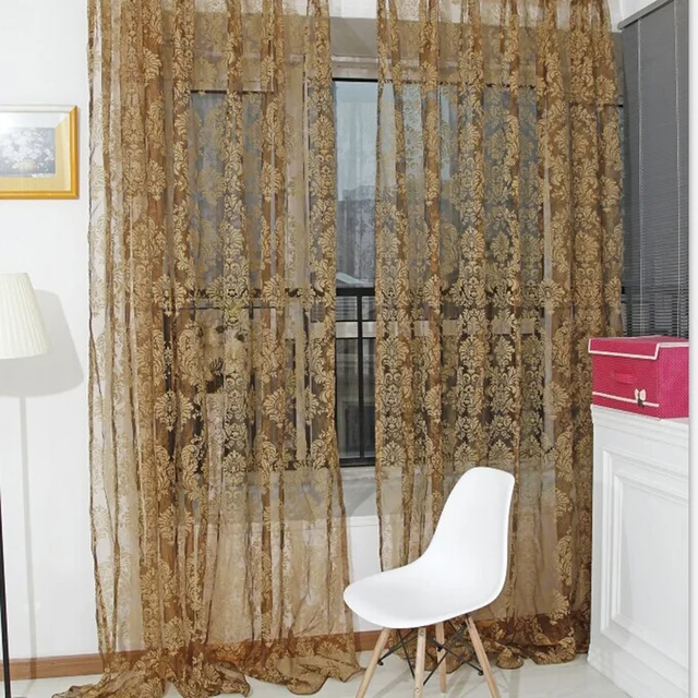 1 PCS Noble Window Screens Tulle Bronzing Flower Door Curtain Panel ... 1 PCS Noble Window Screens Tulle Bronzing Flower Door Curtain Panel ...
