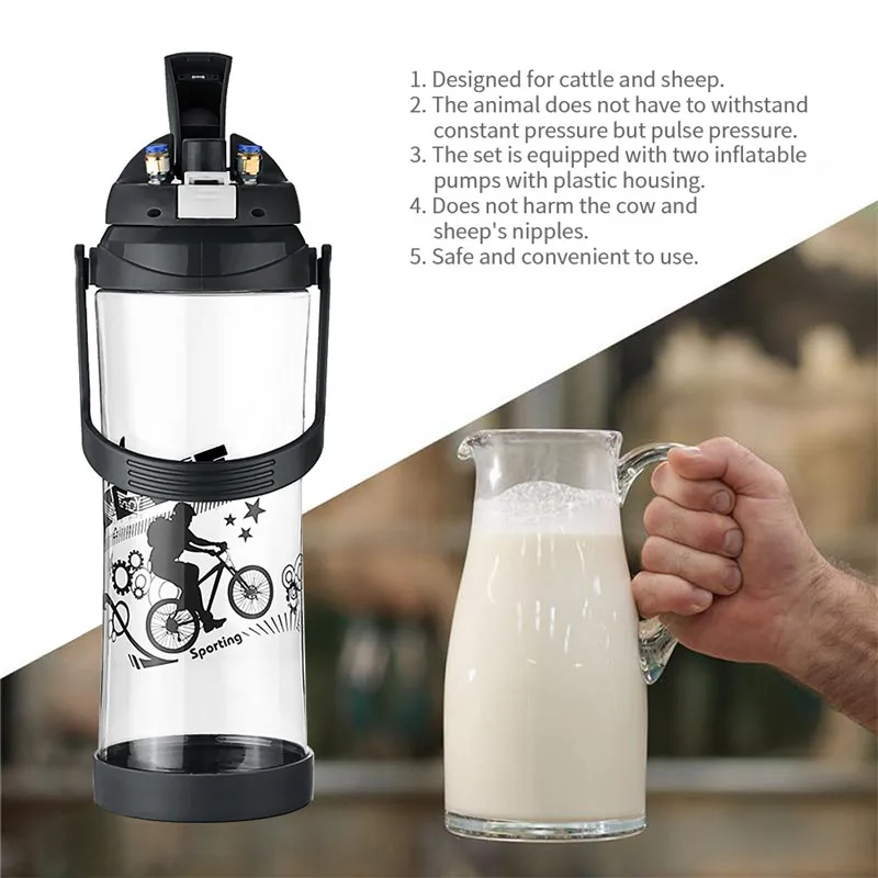 3L Milking Machine Goat Sheep Cow Electric Impulse Milker Double Teats Manual Milker Automatic Vacuum Pump Stainless Steel USEU (7)