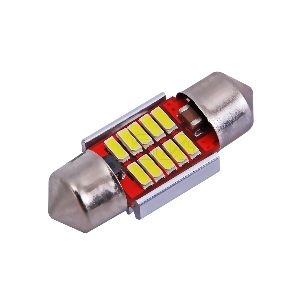 50 шт. светодиодный светильник-купол 4014 smd 10 светодиодный без полярности Canbus c5w 31 мм светодиодный светильник-Гирлянда для европейских номерных знаков