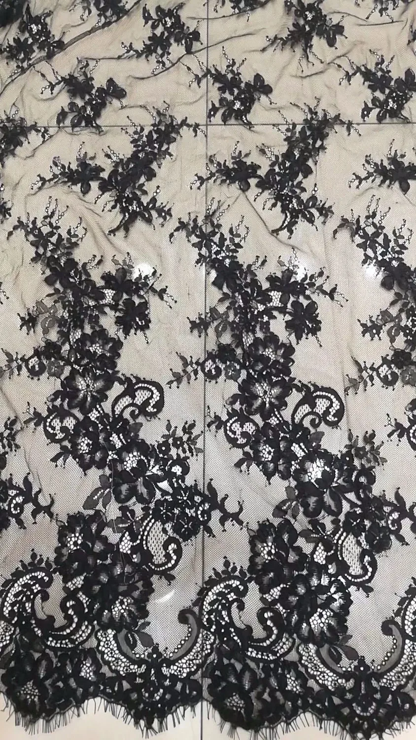 

NEW cording eyelash lace fabric for robe de mariee sewing accessories 1.5x3 meters/piece wire corded french lace!