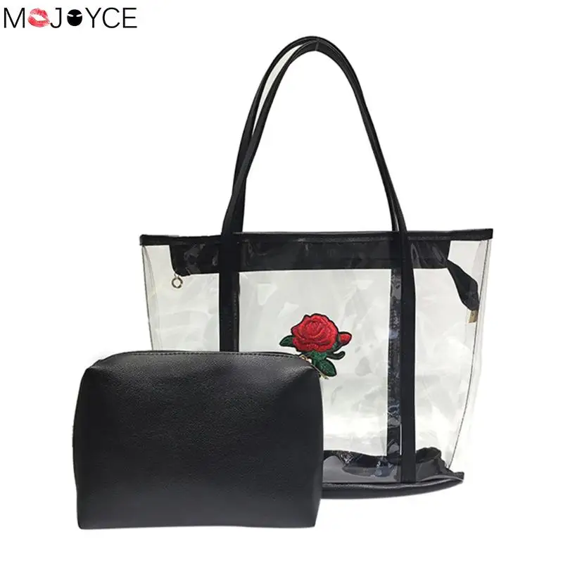 

PVC Transparent Beach Bag Casual Students Handbag Jelly Shoulder Bag Large Capacity Clutch Bags bolsa feminina