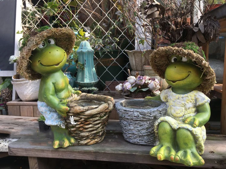 Милый жир носить соломенная шляпа лягушка Горшки Цветочные для сада украшения Вилла балкон зеленые декоративные растения