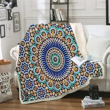 Manta de cama Mandala de Brizbazaar cubrecamas de flores blancas y negras, manta de Sherpa con universo misterioso, ropa de cama Vintage con piedras preciosas