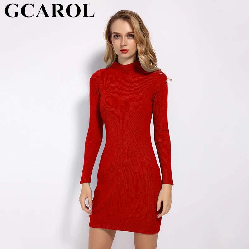 Beste Gcarol 2020 Lente Vrouwen Sexy Strakke Jurk Stretch Boven Kniel Basic Maken Gebreide Jurk Trendy In 6 Kleuren
