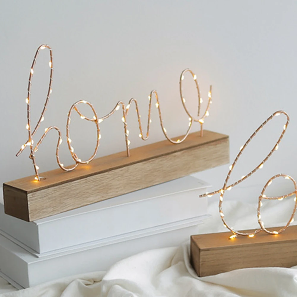 

Newest Nordic Wire Nightlight Desktop Decorative Love/Home Shape Letter Lamp for Living Room