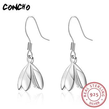 

2018 Direct Selling Time-limited Party Plant Classic Aretes Brinco Concho Jewelry 925 Sterling Petal Drop Earrings For Women