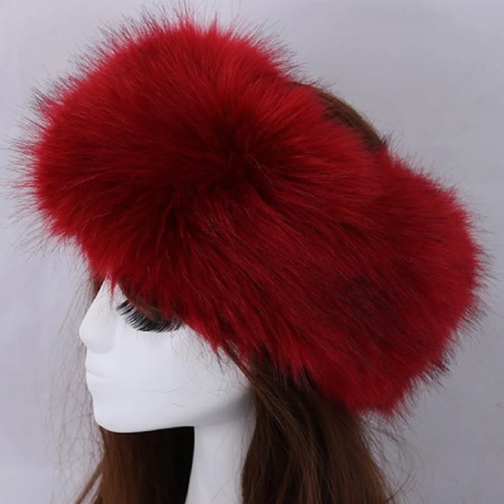 

Fur Hat for Women Natural Tick Fluffy Fox Fur Hat Headband Russian Winter Thick Warm Ears Fashion Bomber Hat