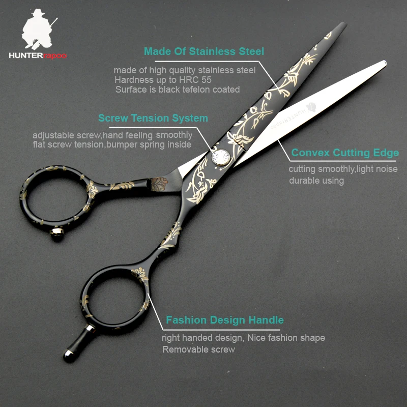 Скидка 40% на HUNTERrapoo 5,5 дюймов HT9140 Парикмахерские ножницы комплект для стрижки волос ножницы и филировочные ножницы для парикмахерской триммер клипер