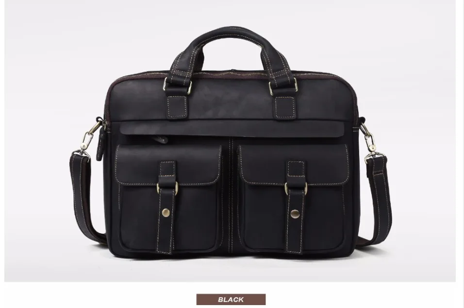 JOYIR мужской портфель, сумка из натуральной кожи, кожаная сумка для ноутбука, деловая сумка на плечо для компьютера, сумка через плечо, мужская сумка - Цвет: black