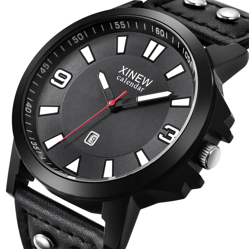 Famous Brand Big Watches Mens Fashion Date Quartz Wrist Watch Men