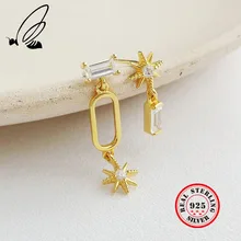 925 пробы, серебряная Геометрическая асимметрия, серьги-гвоздики, Gotico, Букле д 'Орель, Femme,, аксессуары, женские серьги, ювелирные изделия