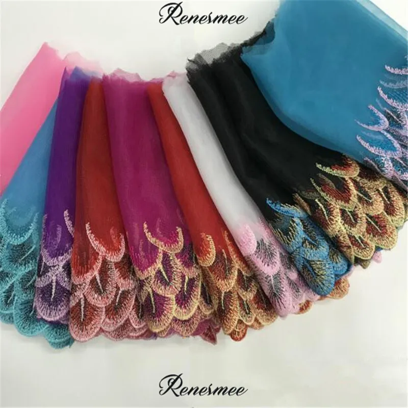 

Delicate 5Yards Colorful Gold Line Mesh Peacock Feather Lace Home Textile Embroidery Car Doll Clothing Accessories 21CM SX251