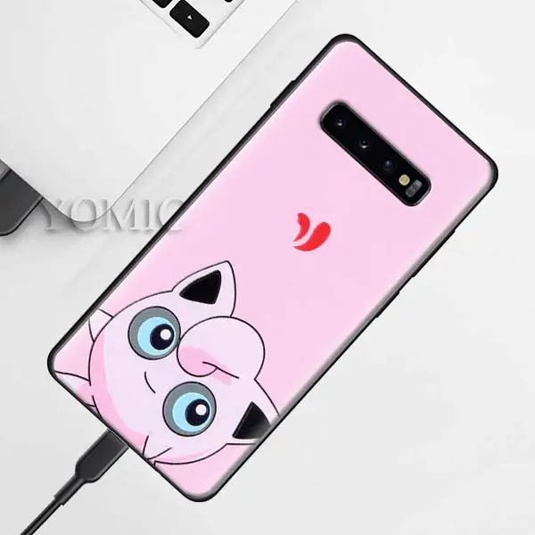 Силиконовый чехол Pokemons ball Pika для samsung Galaxy S10e S9 S8 S10 Plus S7 Note 9 8 A50 A70, черный мягкий чехол - Цвет: D-007