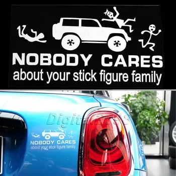 

Yetaha NOBODY CARES Stick Figure Family Stickers Vinyl Reflective Waterproof Car Styling Decals Motorcycle Auto Decorate Sticker