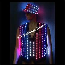 TC-145 Full color LED colorful light costumes disco suit wear ballroom dance dj programmable dance jacket bar party clothe robot