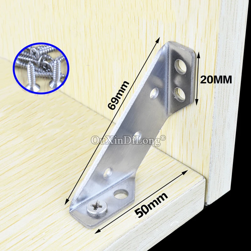Brand New 100PCS Stainless Steel Multifuction Triangle Corner Braces