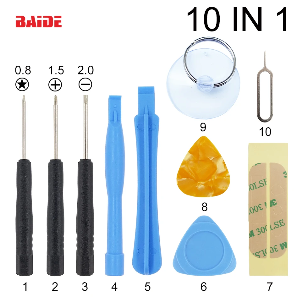 10 in 1 Repair Pry Opening Tools Kit With Pentalobe Eject Pin Key For APPLE iPhone 5G/5S 4G 4S