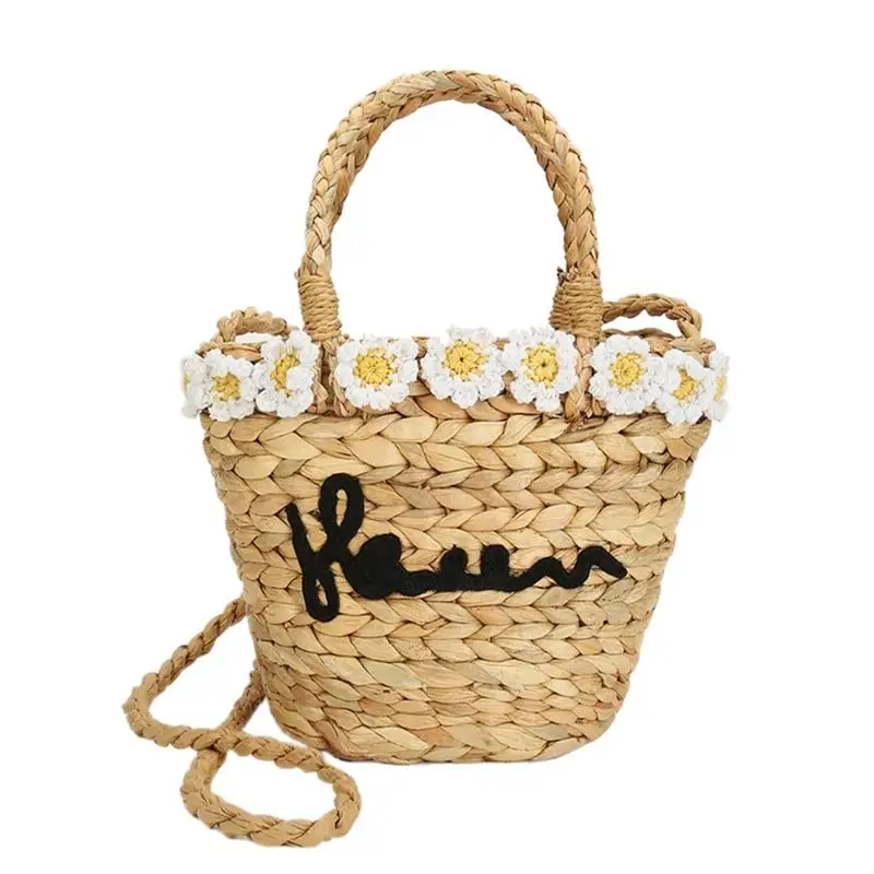 

Flower Straw Rattan Braided Woven Bag Handbag Fashion Beach Travel Shoulder Messenger Storage Tote Hand Bag Crossbody Women Bags