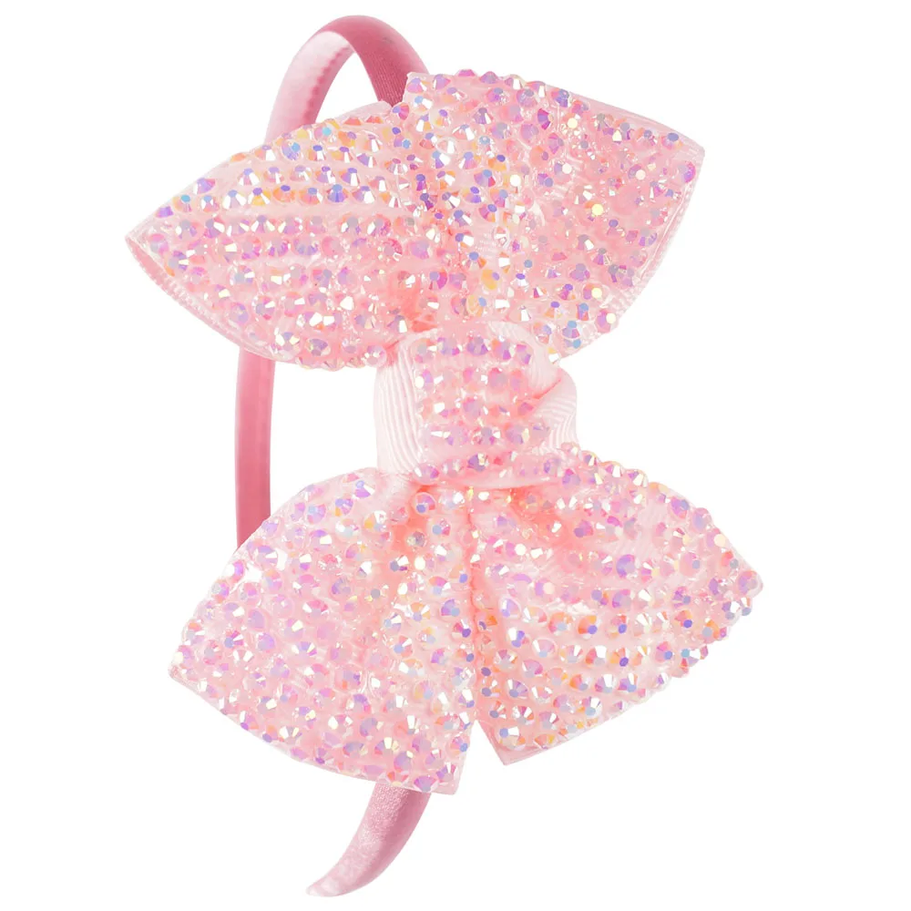 Princess Girls Rhinestone Bows Headbands Boutique Children Hair Bow